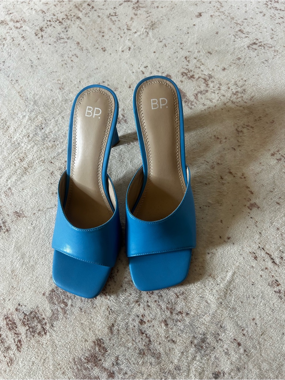 bp Bright Blue Square-Toe Mule Heels